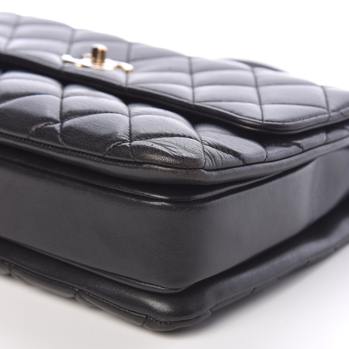 Lambskin Quilted Medium Trendy CC Flap Dual Handle Bag Black