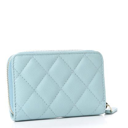 Chanel Caviar Quilted Zip Coin Purse Light Blue 3 of 8