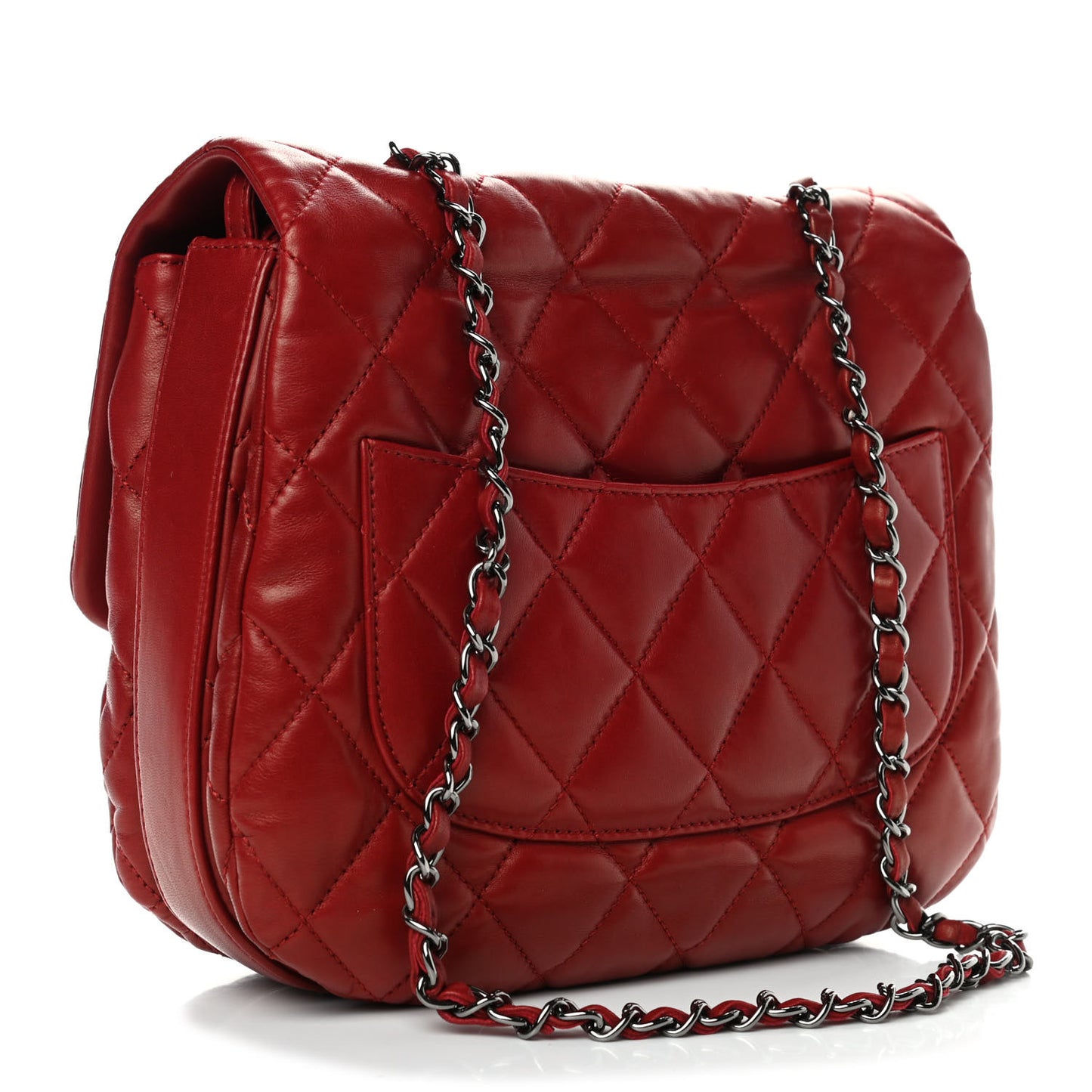 Lambskin Quilted Large Chanel 3 Flap Rouge Fonce