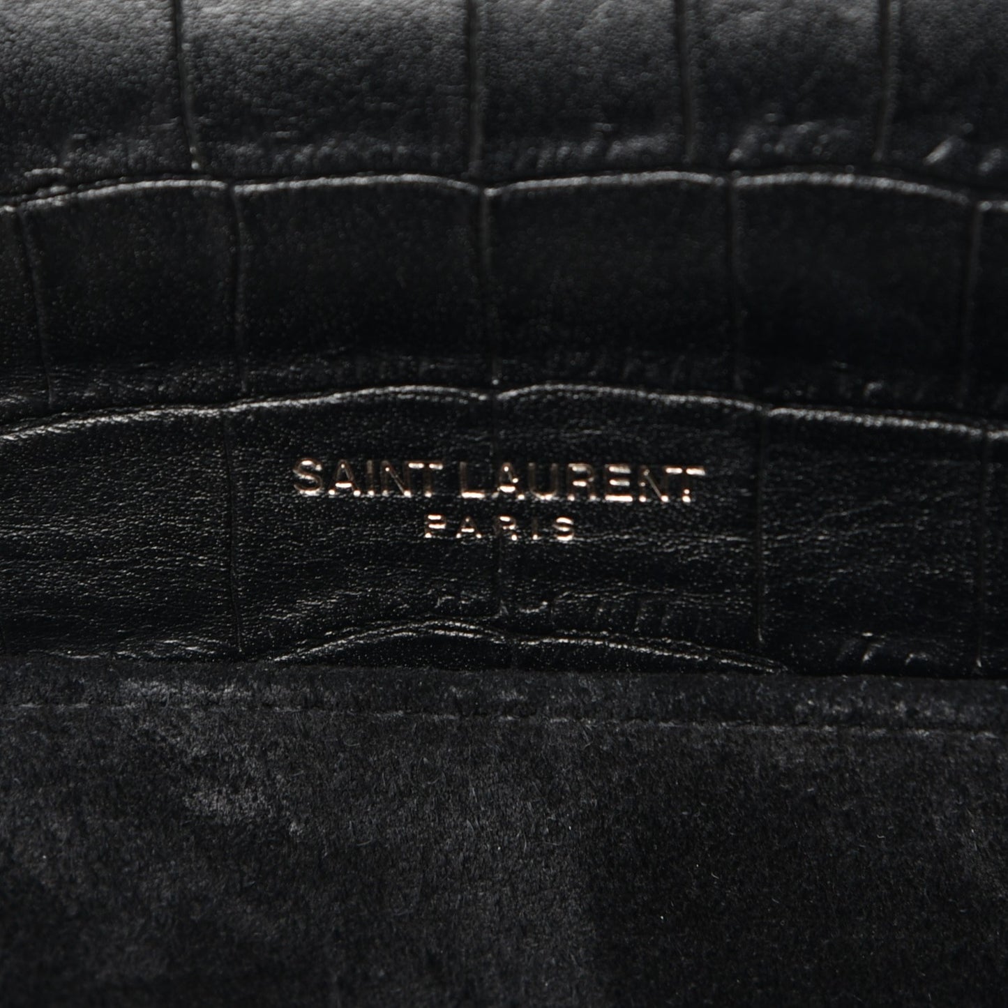 Calfskin Crocodile Embossed Medium Bellechasse Satchel Matte Black