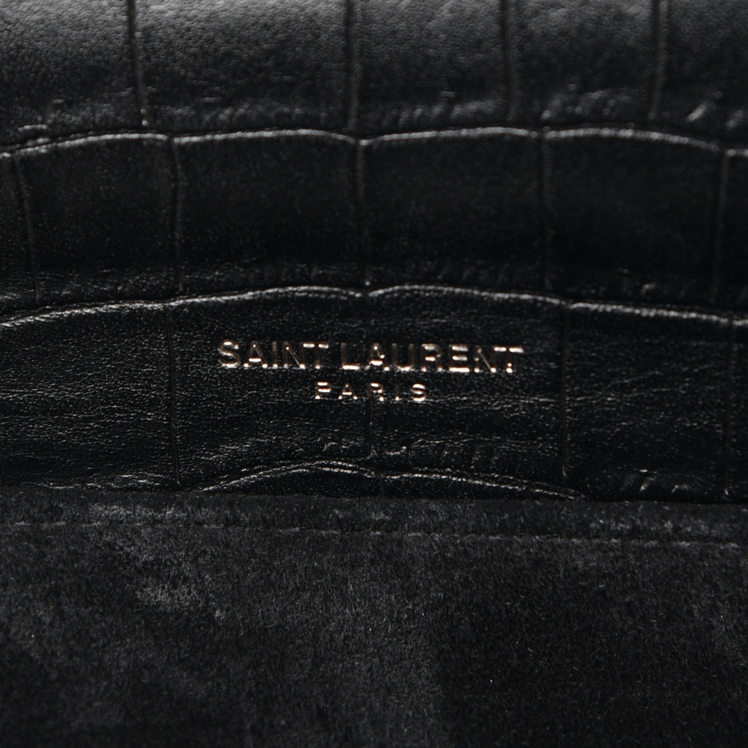 Saint Laurent Calfskin Crocodile Embossed Medium Bellechasse Satchel Matte Black 6 of 9