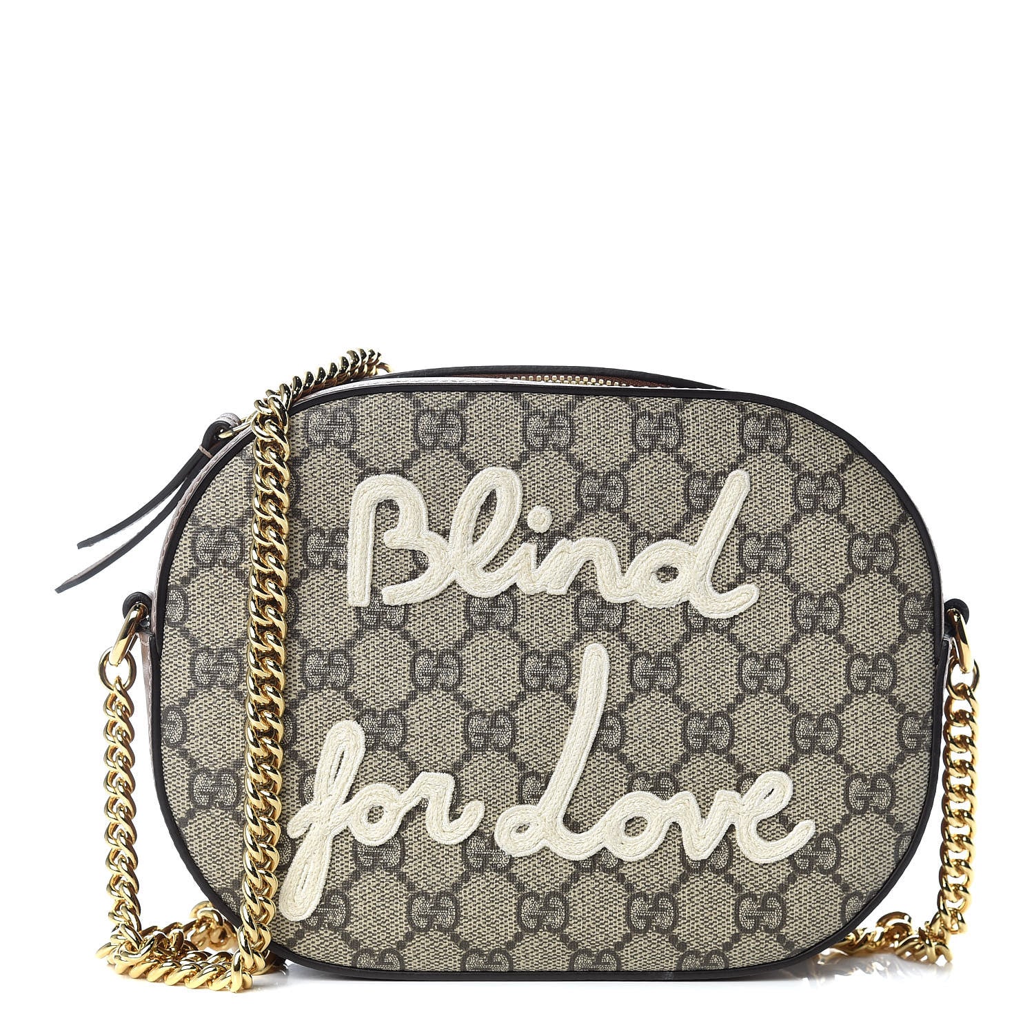 Gucci GG Supreme Monogram Blind For Love Embroidered Mini Chain Shoulder Bag Beige Tuscany 1 of 12