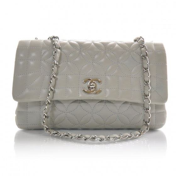 Lambskin Quilted Medium Flap Gray