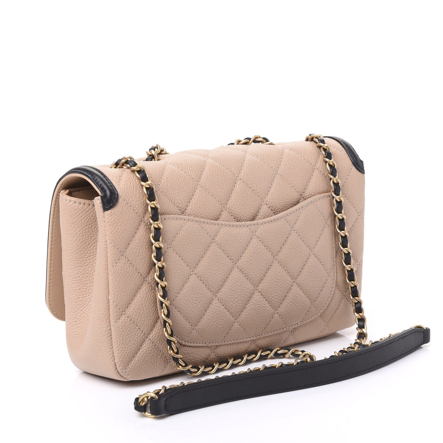 Caviar Quilted Small CC Filigree Flap Beige Black