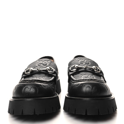 Gucci Piuma Calfskin Embossed Womens Jeanne Platform Lug Sole 30/45mm Loafers 40.5 Black 2 of 8