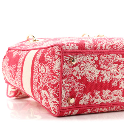 Christian Dior Canvas Toile De Jouy Reverse Embroidered Medium Lady D-Lite Red 9 of 11