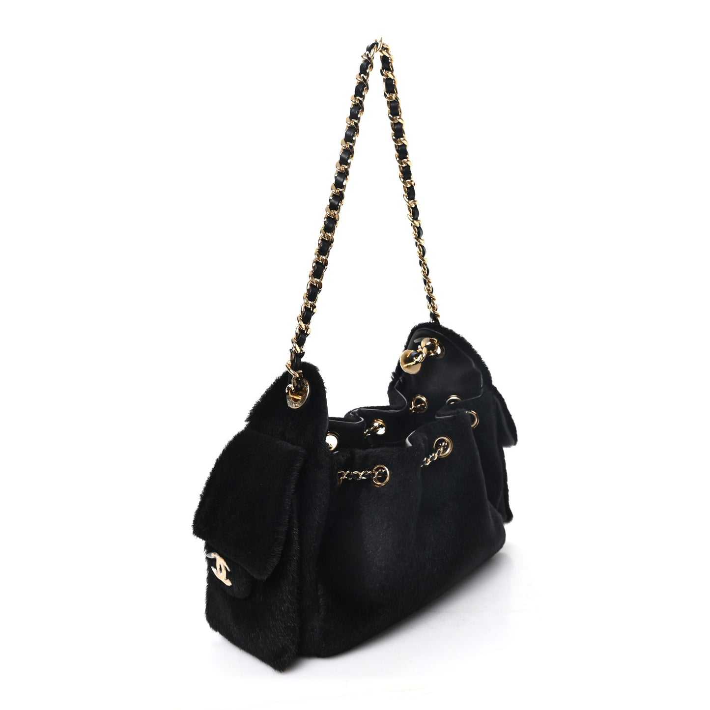 Pony Hair Mini Chanel 25 Handbag Black