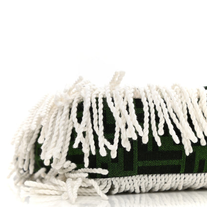 Fendi Fabric Jacquard FF 1974 Fringe Floral Embroidered Baguette Verde Multcolor 9 of 10