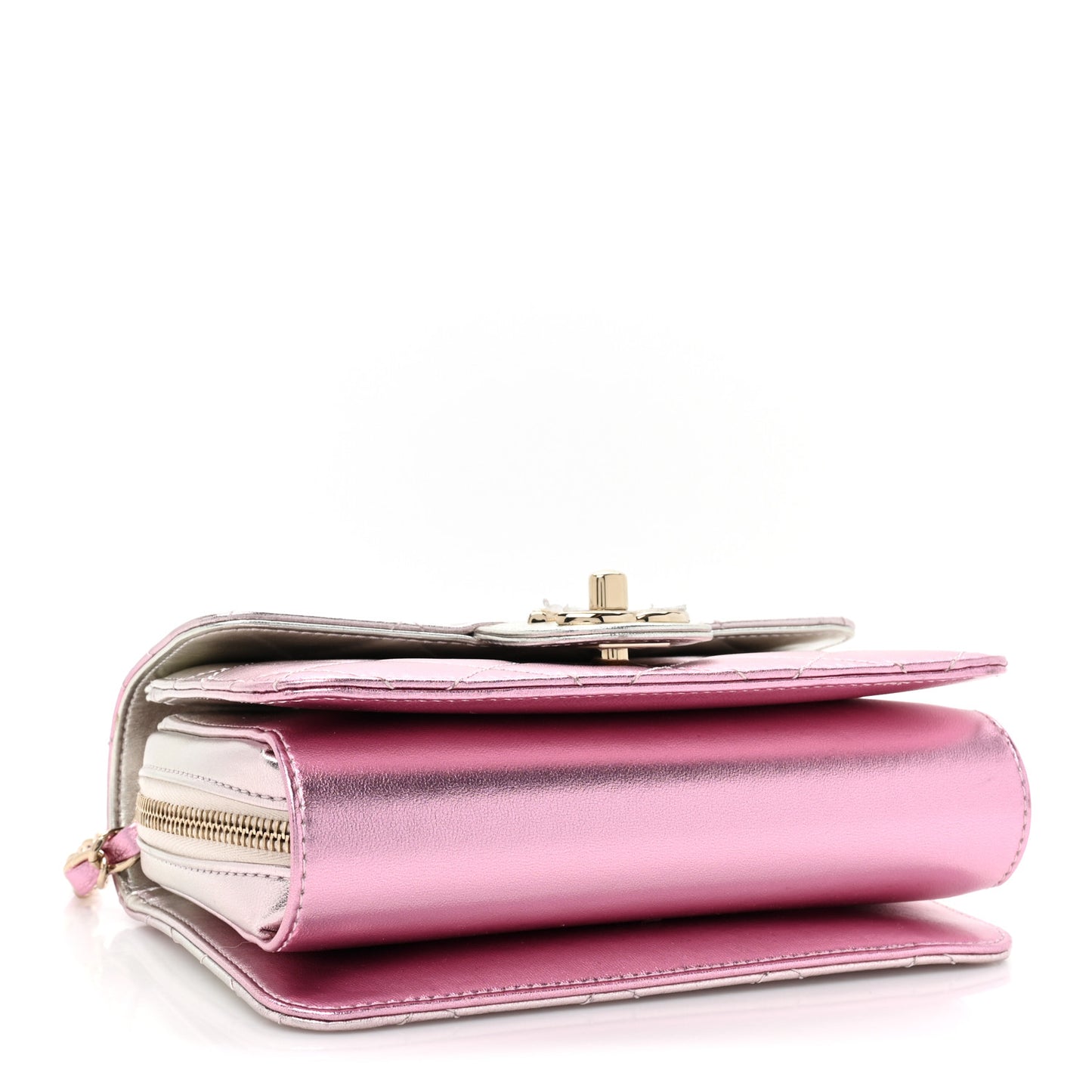 Metallic Lambskin Like A Wallet Flap Golden Pink