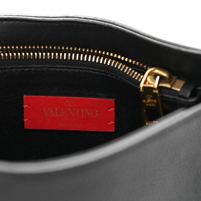 Valentino Garavani Pebbled Calfskin Small VRing Chain Shoulder Bag Black 6 of 12