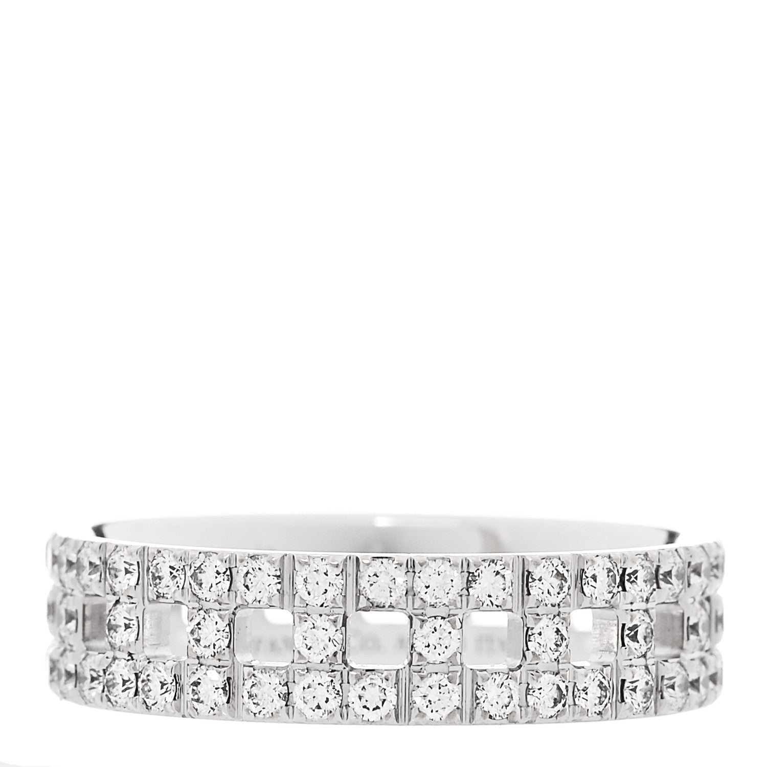 Tiffany 18K White Gold Diamond T True Wide Ring 60 9 1 of 5