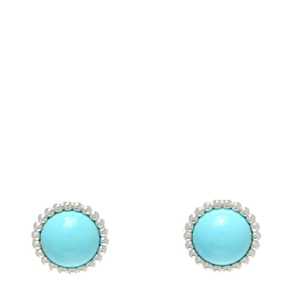 Van Cleef & Arpels 18K White Gold Turquoise Perlee Couleurs Earrings 1 of 6