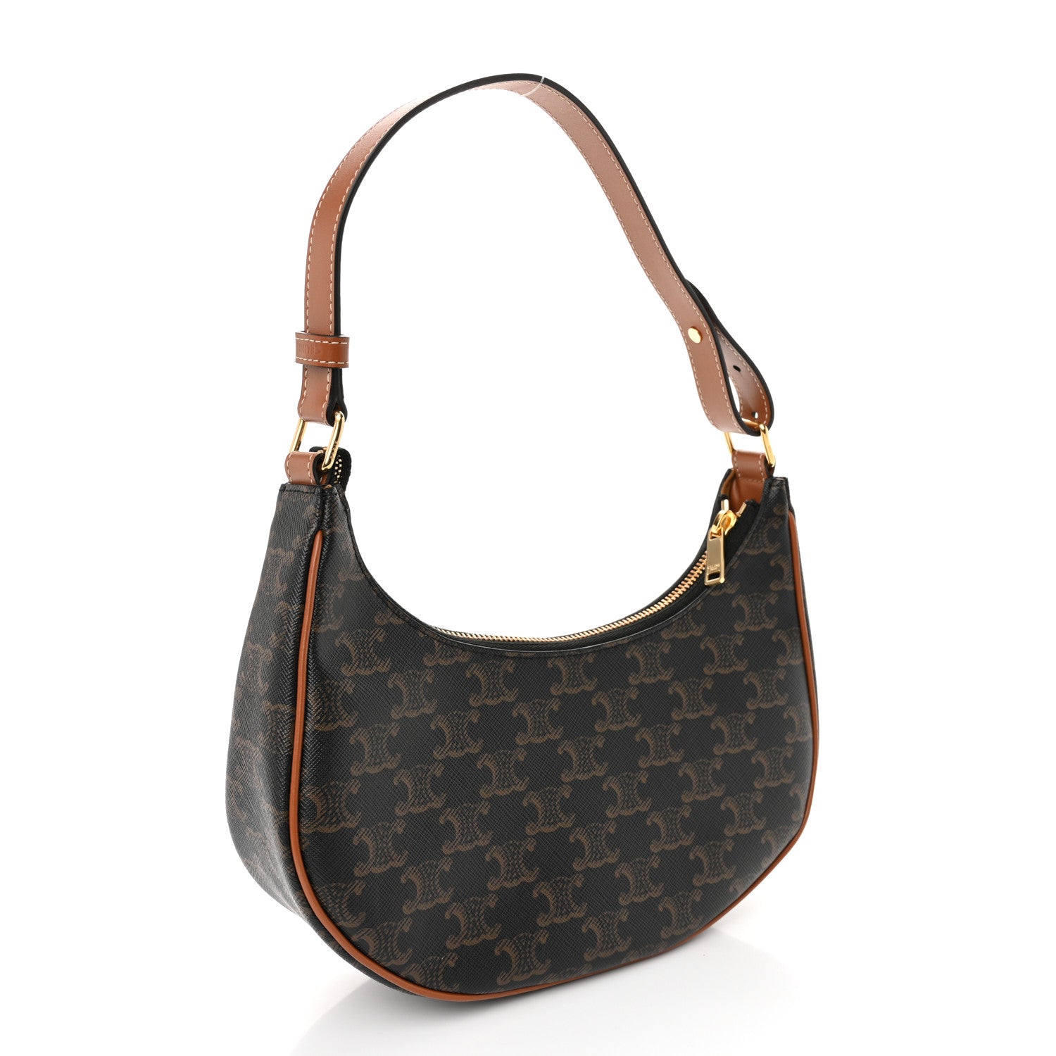 Celine Triomphe Canvas Calfskin Ava Shoulder Bag Tan 3 of 9