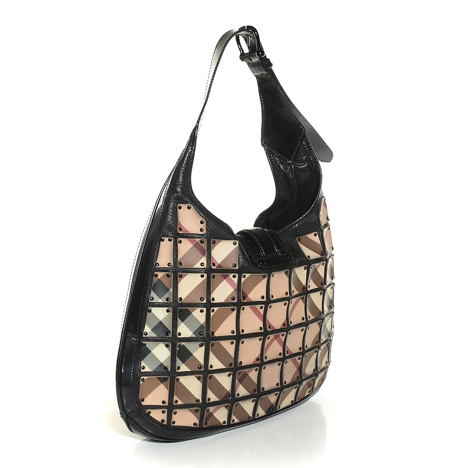 Burberry Prorsum Nova Check Warrior Studded Brooke Hobo Black 3 of 8