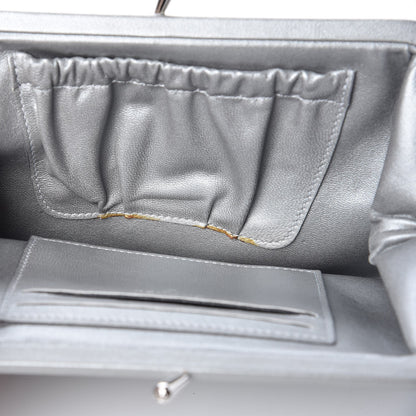 Chanel Lambskin CC Kiss Lock Evening Clutch Grey 10 of 10