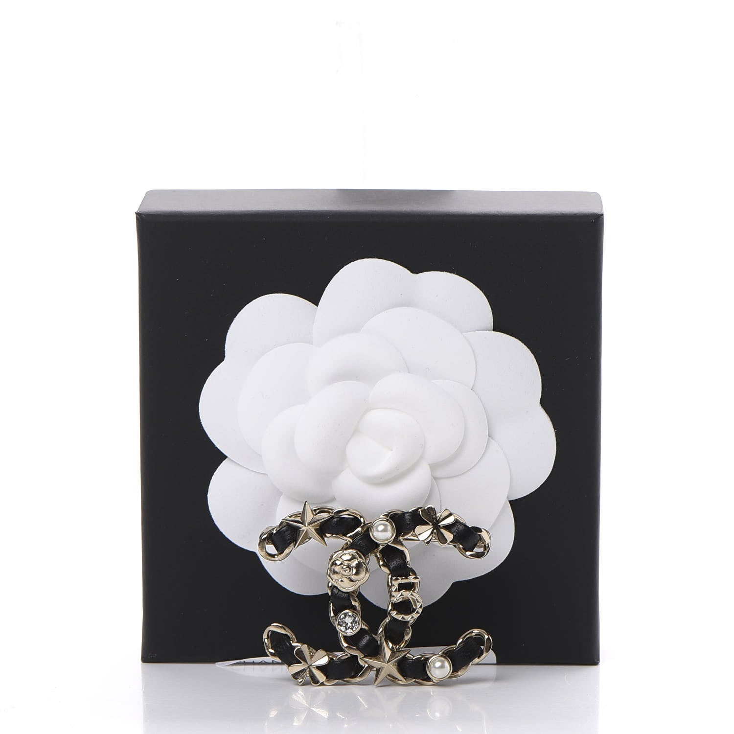 Chanel Lambskin Pearl Strass Sergeant Brooch Gold 4 of 4