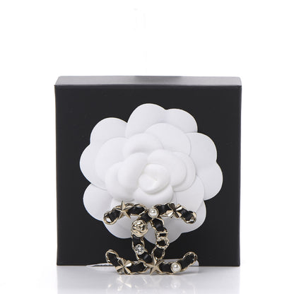 Chanel Lambskin Pearl Strass Sergeant Brooch Gold 4 of 4