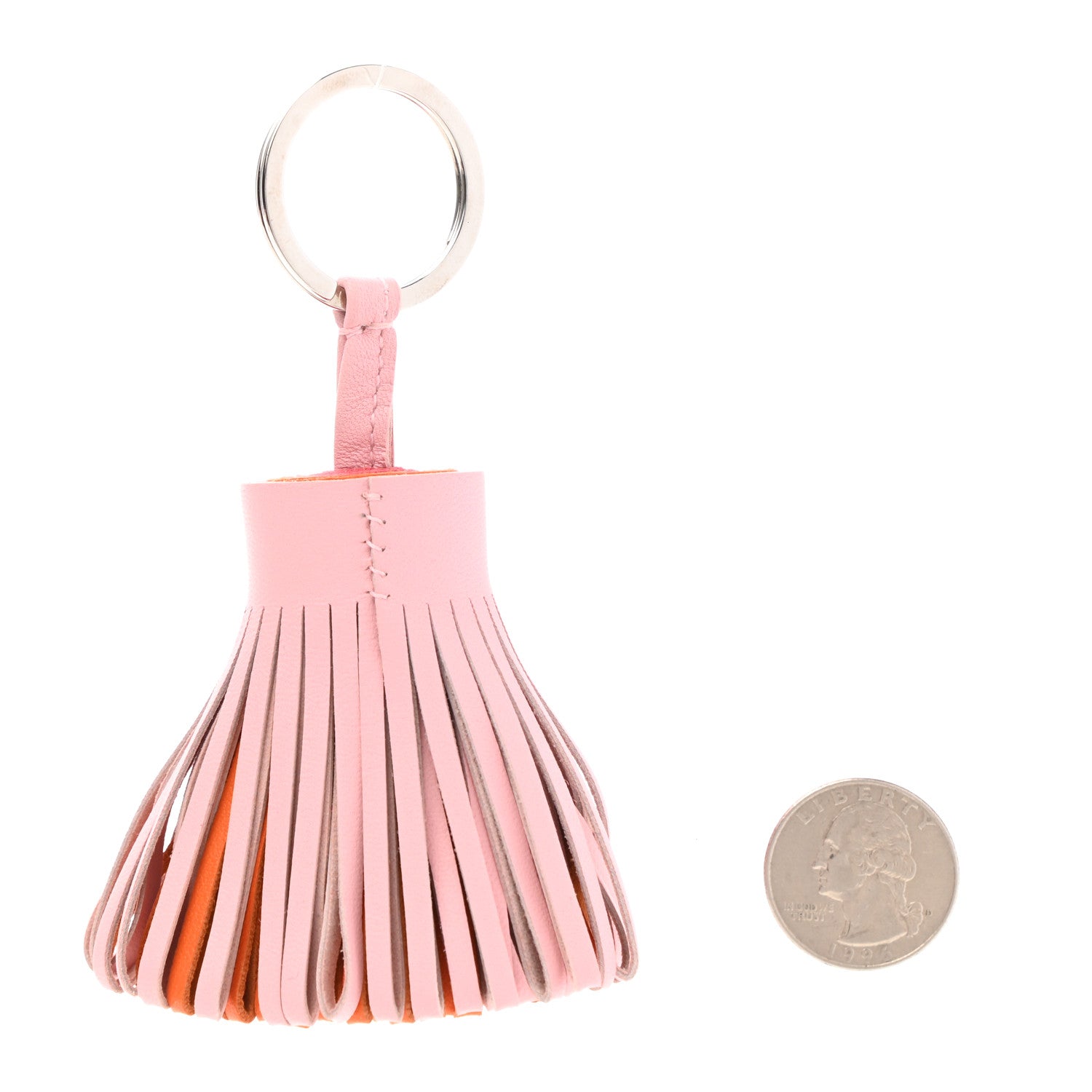 Hermes Lambskin Tri-Color Carmen Tassel Key Holder Rose Sakura Orange Bougainvillea 2 of 4
