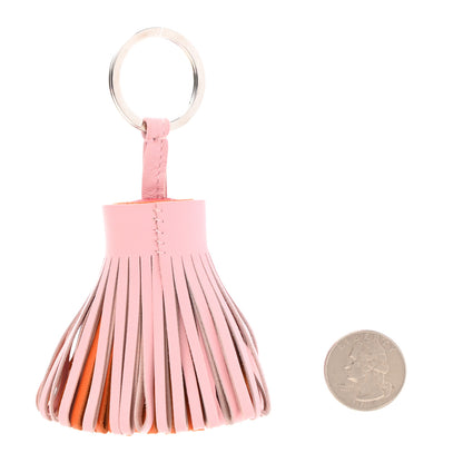 Hermes Lambskin Tri-Color Carmen Tassel Key Holder Rose Sakura Orange Bougainvillea 2 of 4