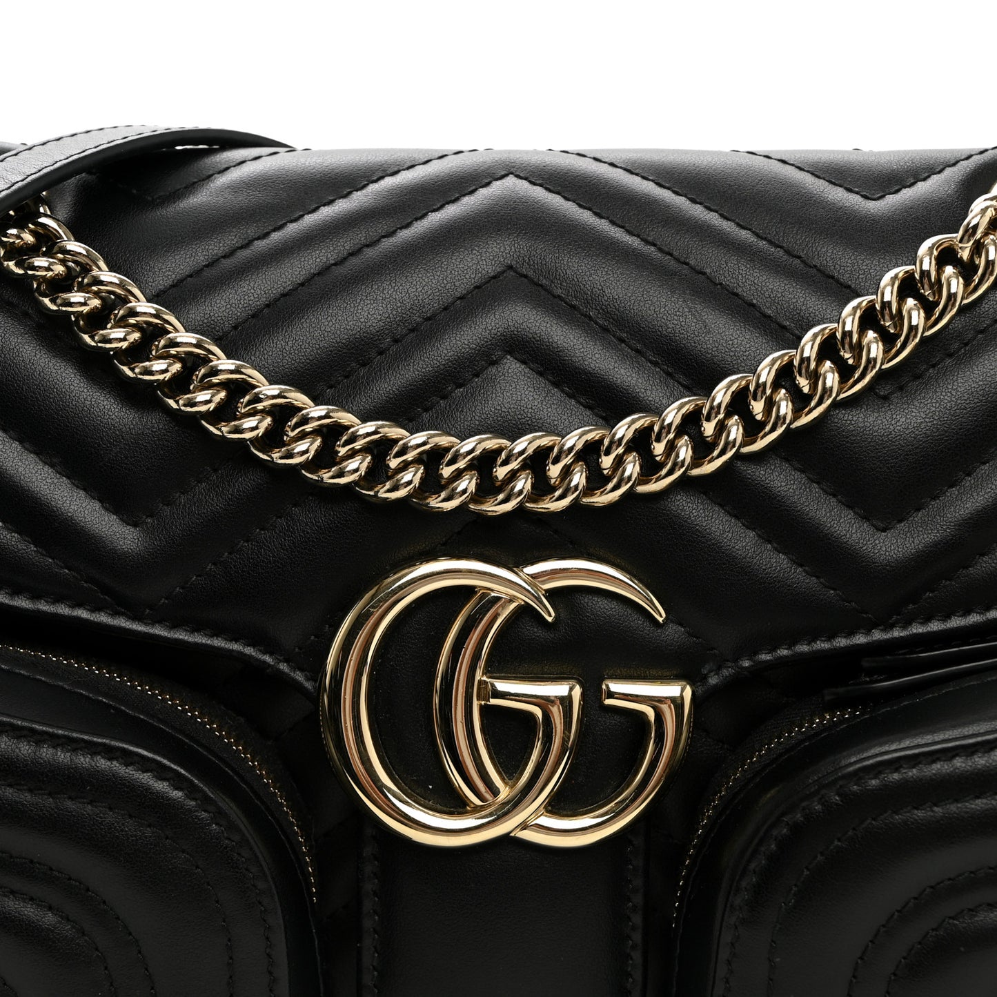 Calfskin Matelasse Small GG Marmont Multi Pocket Shoulder Bag Black