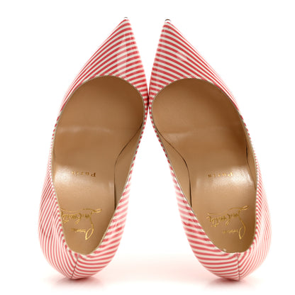 Christian Louboutin Patent Pigalle Follies Stripes 100 Pumps 37 Smoothie White 2 of 9
