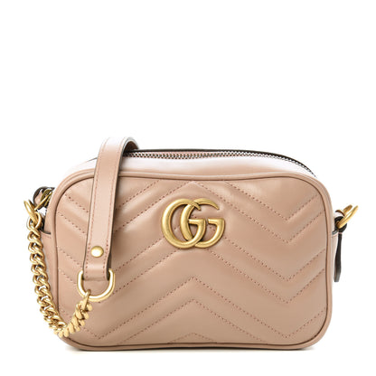 Gucci Calfskin Matelasse Mini GG Marmont Chain Shoulder Bag Porcelain Rose 1 of 8