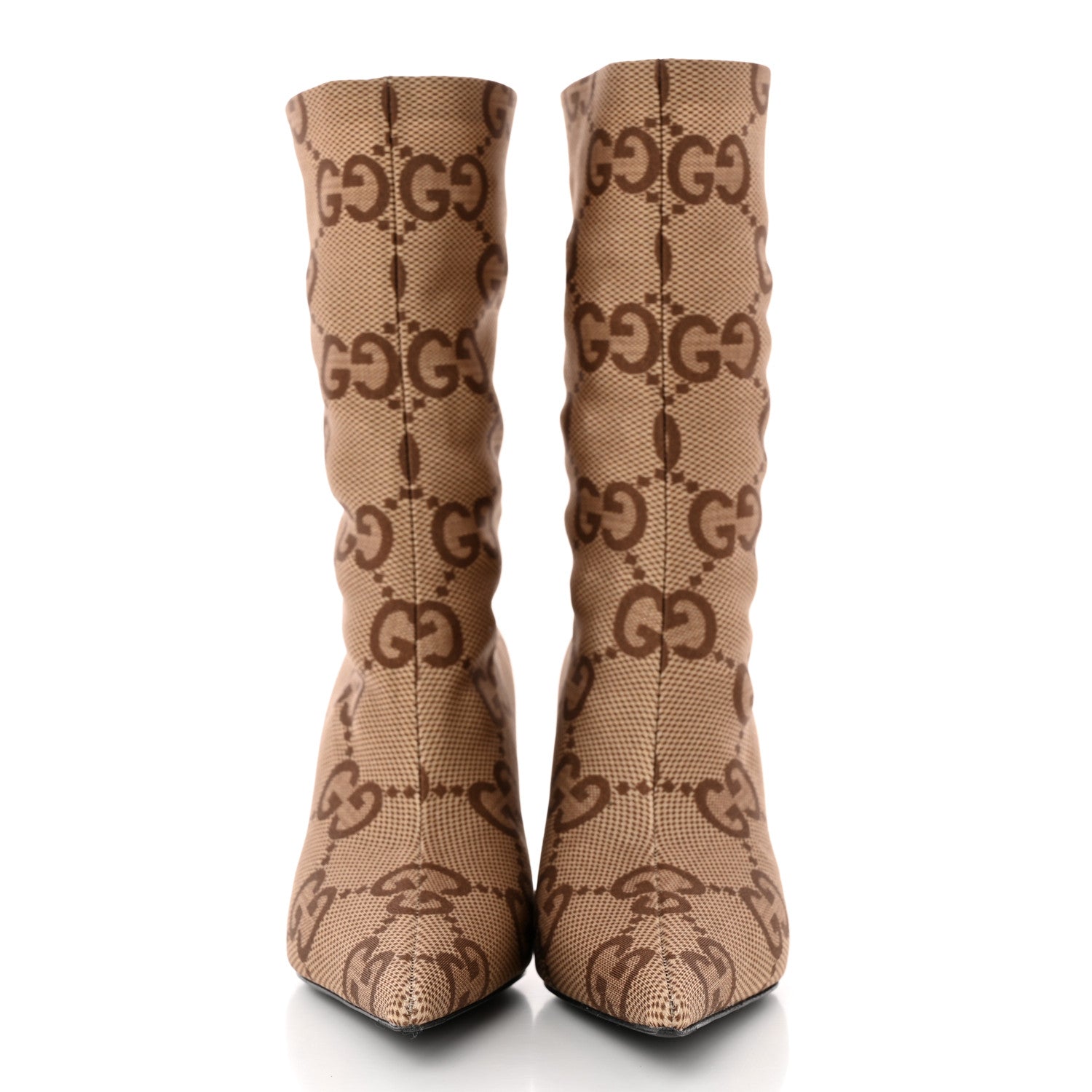 Balenciaga X GUCCI Jersey Maxi GG Monogram Crepe Knife Booties 37 Camel Ebony 2 of 10