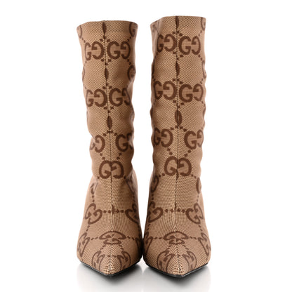 Balenciaga X GUCCI Jersey Maxi GG Monogram Crepe Knife Booties 37 Camel Ebony 2 of 10