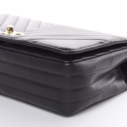 Chanel Calfskin Chevron Quilted Small Statement Flap Black 9 of 10