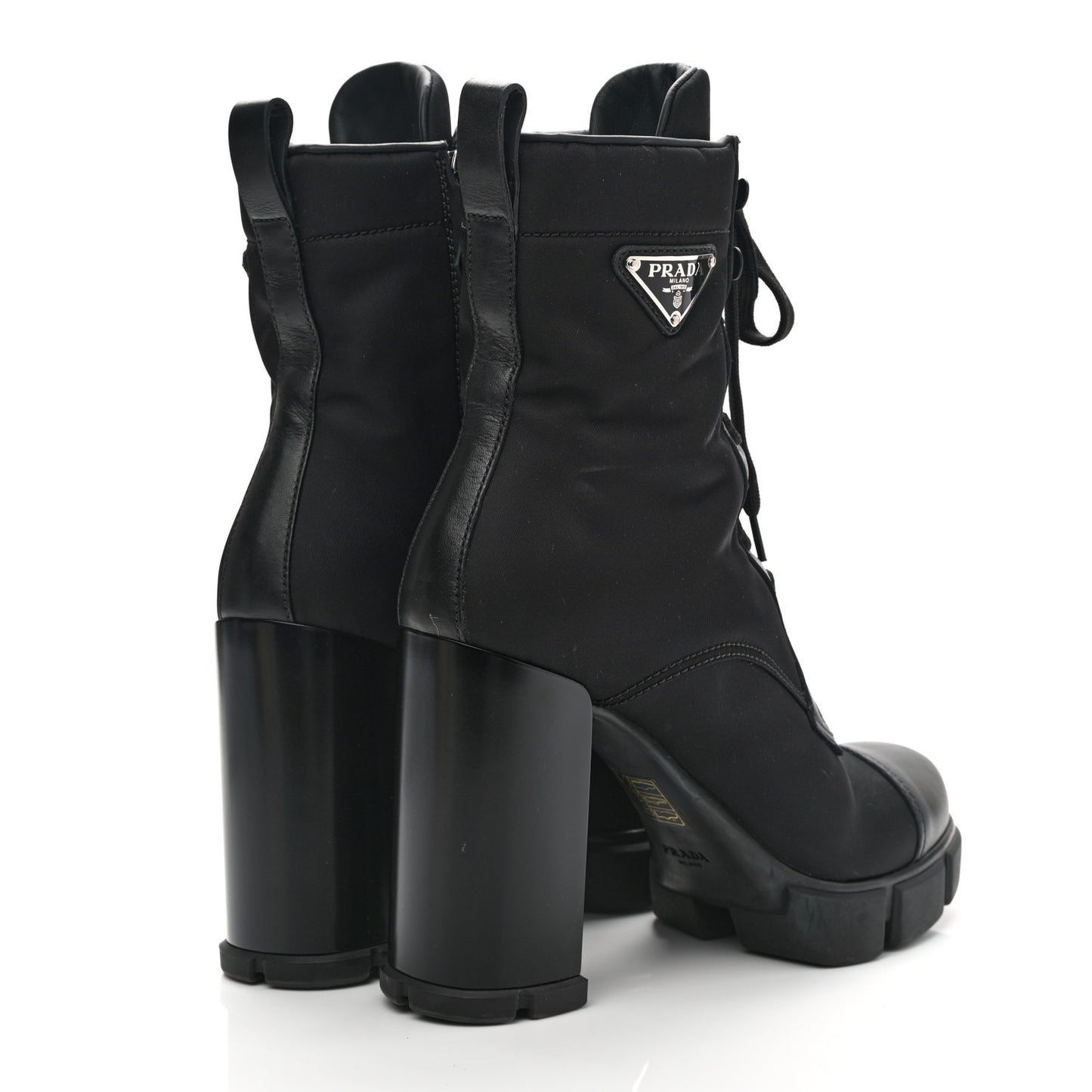 Spazzolato Re-Nylon Metal Triangle Logo 110mm Ankle Boots 37.5 Black