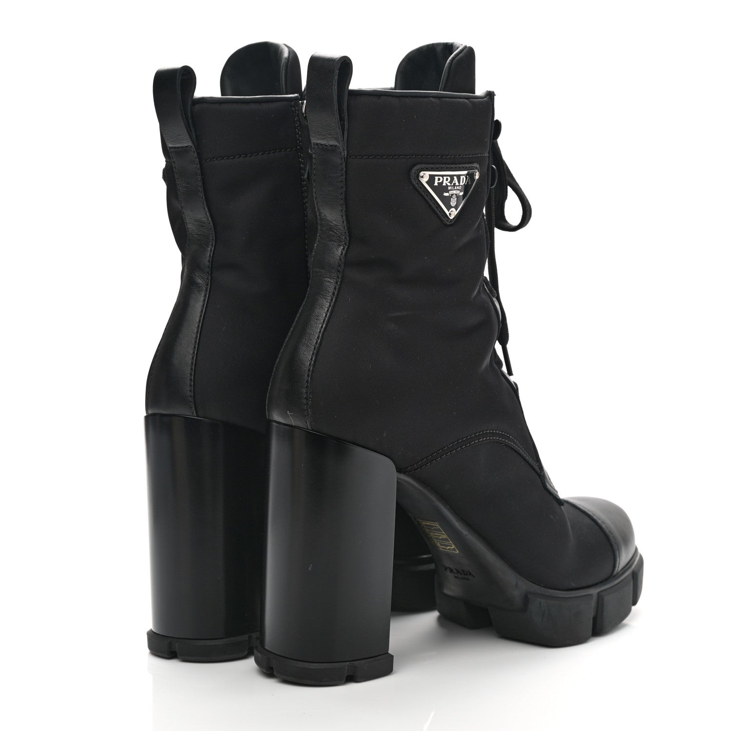 Prada Spazzolato Re-Nylon Metal Triangle Logo 110mm Ankle Boots 37.5 Black 4 of 8