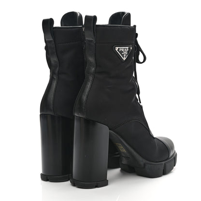 Prada Spazzolato Re-Nylon Metal Triangle Logo 110mm Ankle Boots 37.5 Black 4 of 8