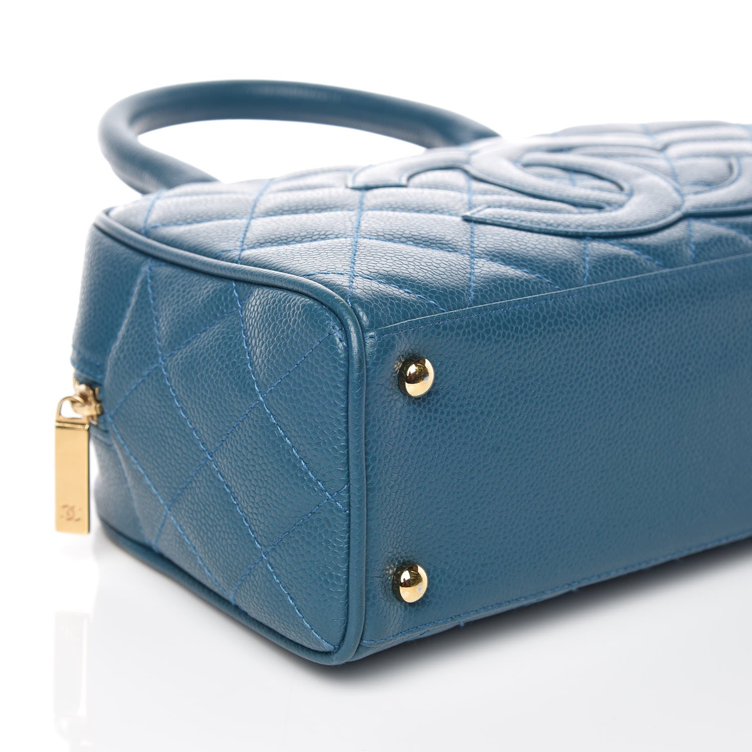 Chanel Caviar Quilted Small Bowler Blue 5 of 10