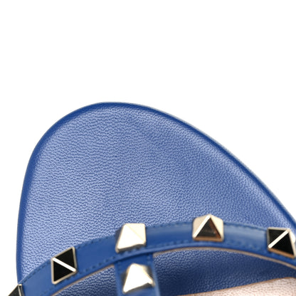 Valentino Garavani Calfskin Rockstud 60mm Caged Slide Sandals 38.5 Blu Delft 10 of 12