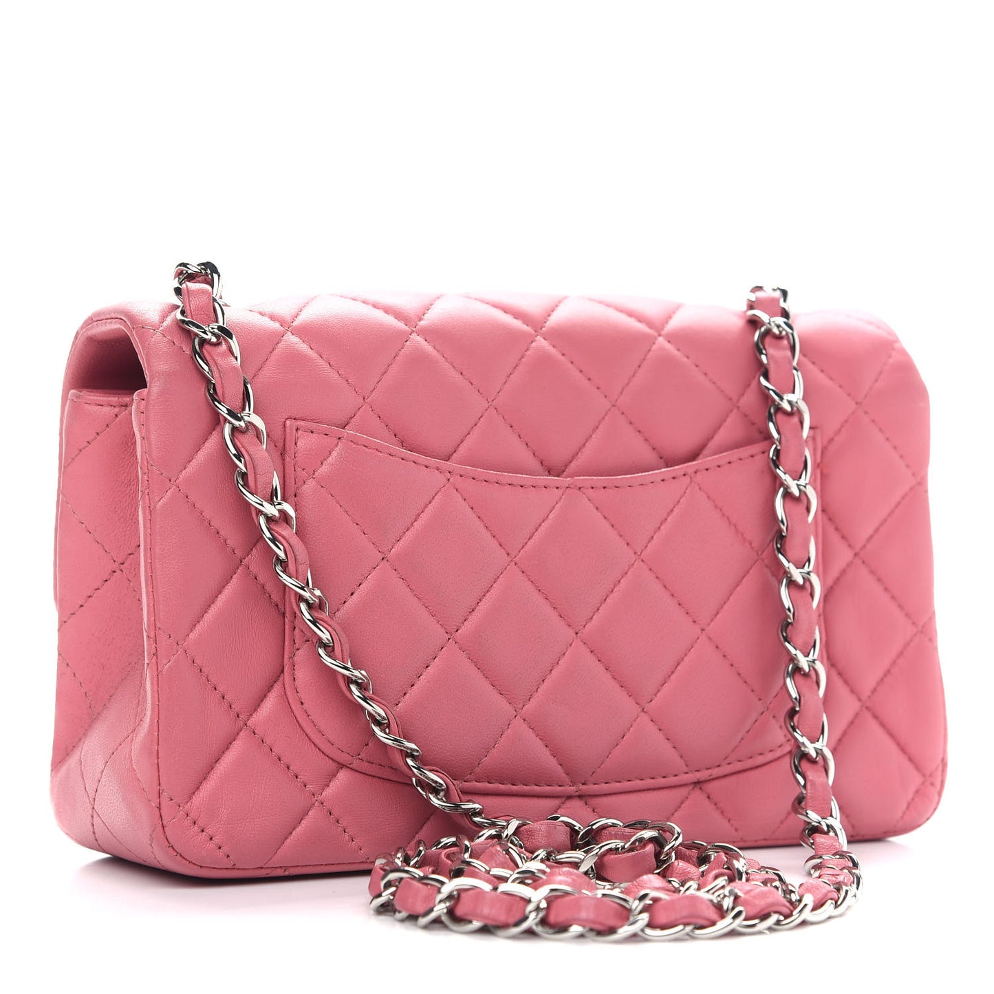 Lambskin Quilted Mini Rectangular Flap Pink