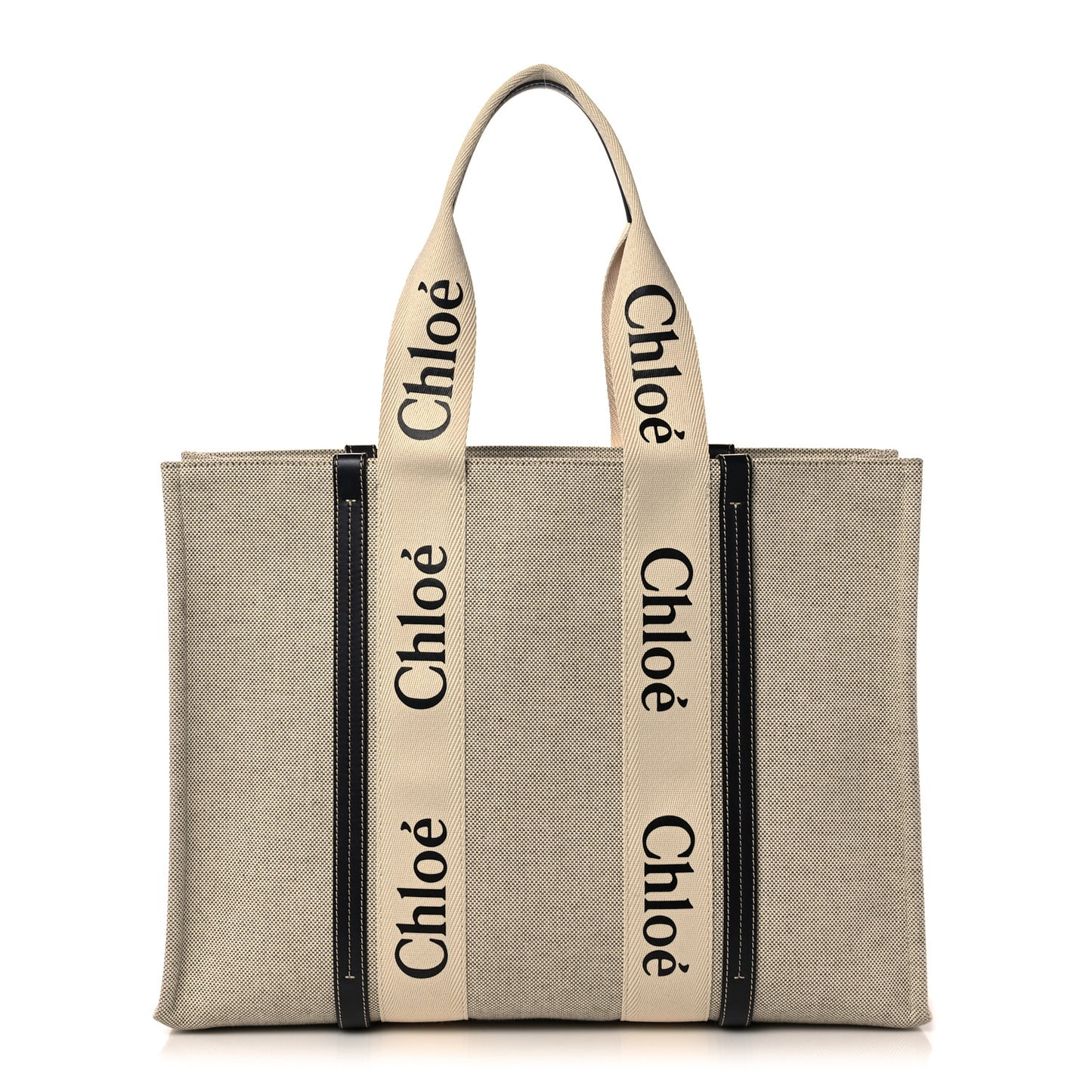 Cotton Calfskin Large Woody Ribbon Tote White Blue