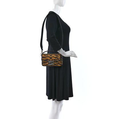 Fendi Canvas Chinese New Year Tiger Embroidered Mini Baguette Black Dark Yellow 2 of 11