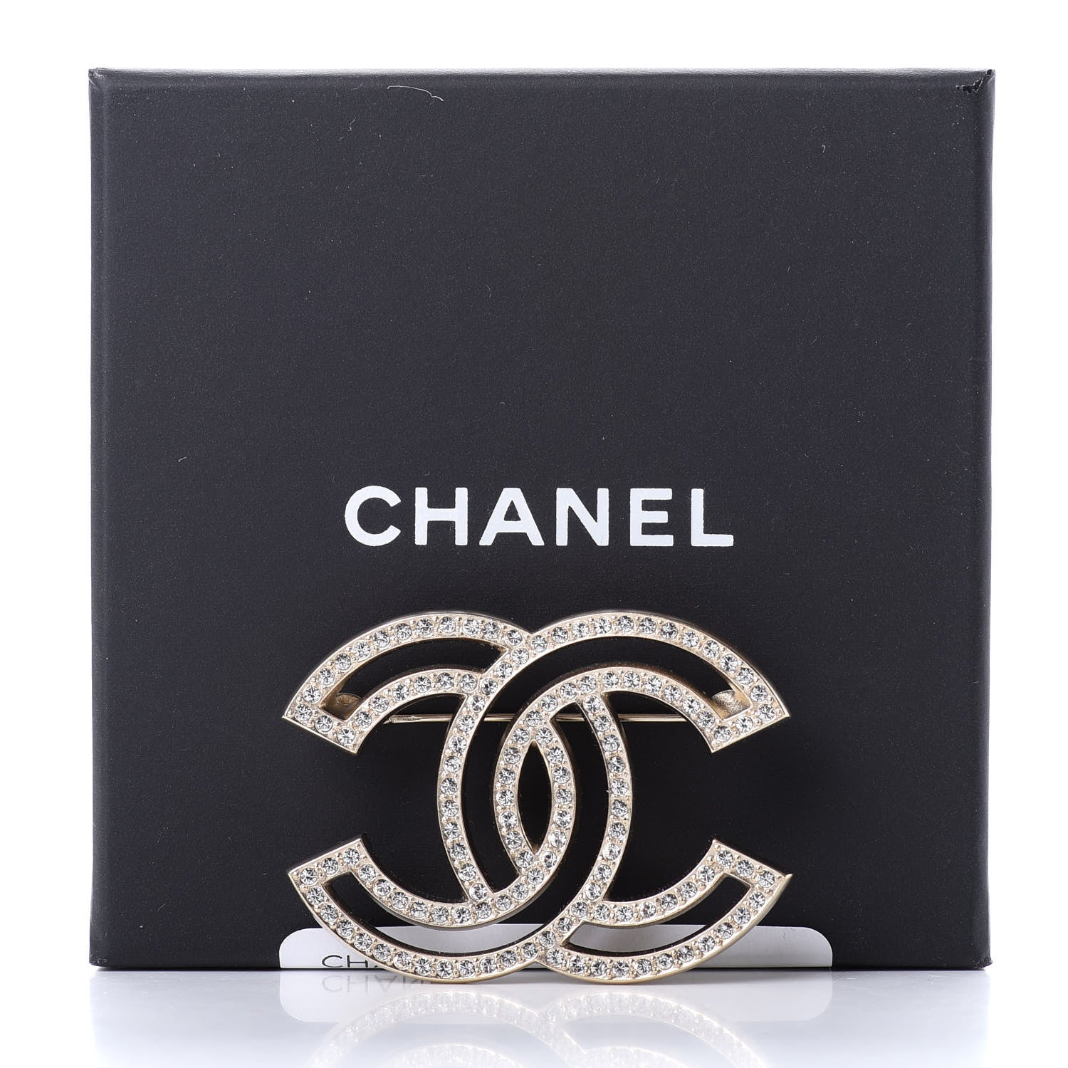 Chanel Crystal CC Brooch Light Gold 5 of 5