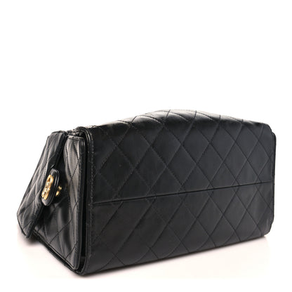Chanel Shiny Crumpled Calfskin Quilted Small Chanel 25 Handbag Black 4 of 9