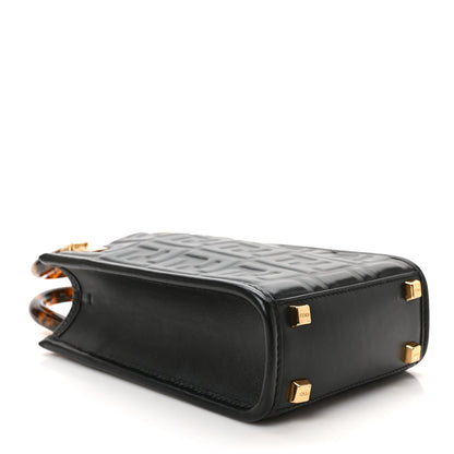 Fendi Vitello Plexiglass FF Embossed Mini Fendi Sunshine Shopper Tote Black 4 of 9