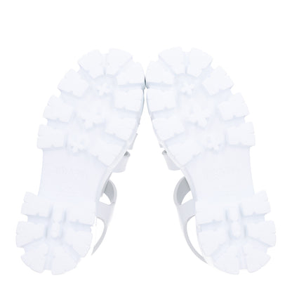 Prada Foam Rubber Metal Triangle Logo Monolith 55mm Cage Sandals 38 White 7 of 10