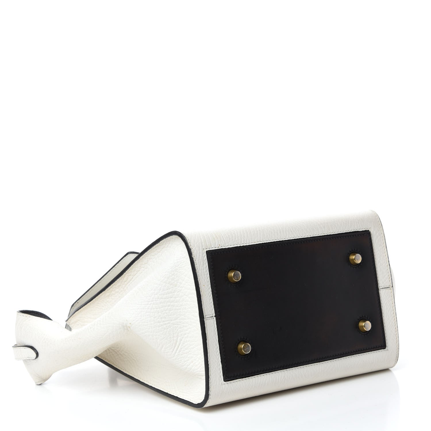 Celine Elephant Calfskin Bi-Color Small Tie Knot Tote White Black 4 of 22