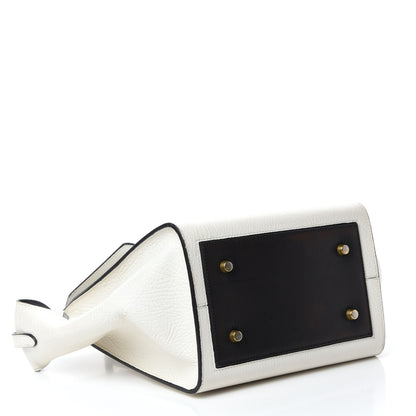 Celine Elephant Calfskin Bi-Color Small Tie Knot Tote White Black 4 of 22