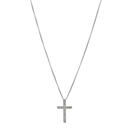 David Yurman Sterling Silver Diamond 15mm Pave Cable Cross Pendant Necklace 1 of 5