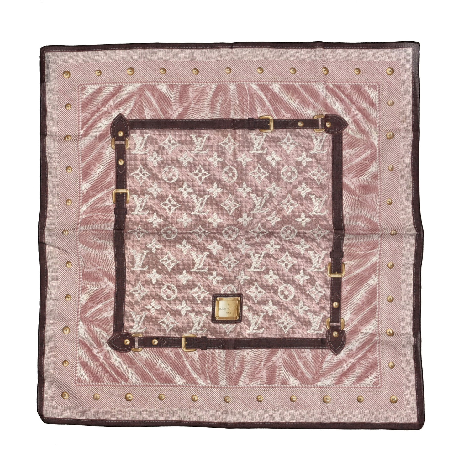 Cotton Monogram New Denim Square Scarf Cherry