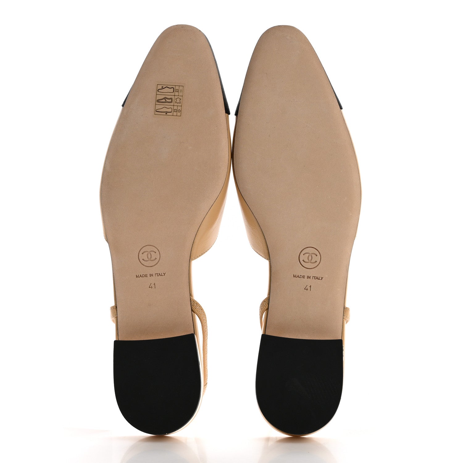 Chanel Goatskin Grosgrain Cap Toe CC Slingback Flats 41 Beige Black 4 of 7