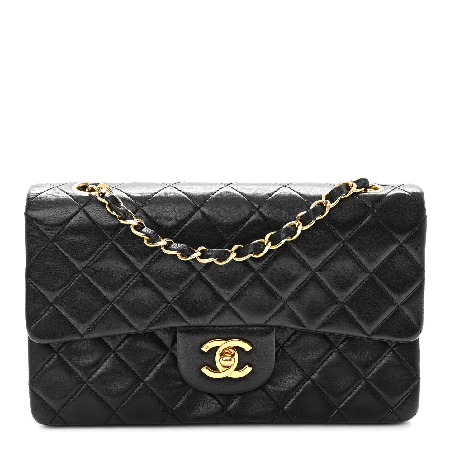 Lambskin Quilted Small Double Flap Black