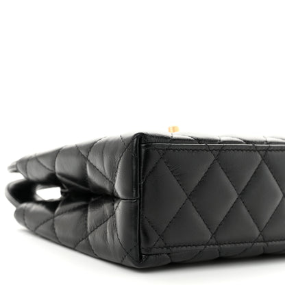 Chanel Shiny Aged Calfskin Quilted Nano Kelly Shopper Black 9 of 10