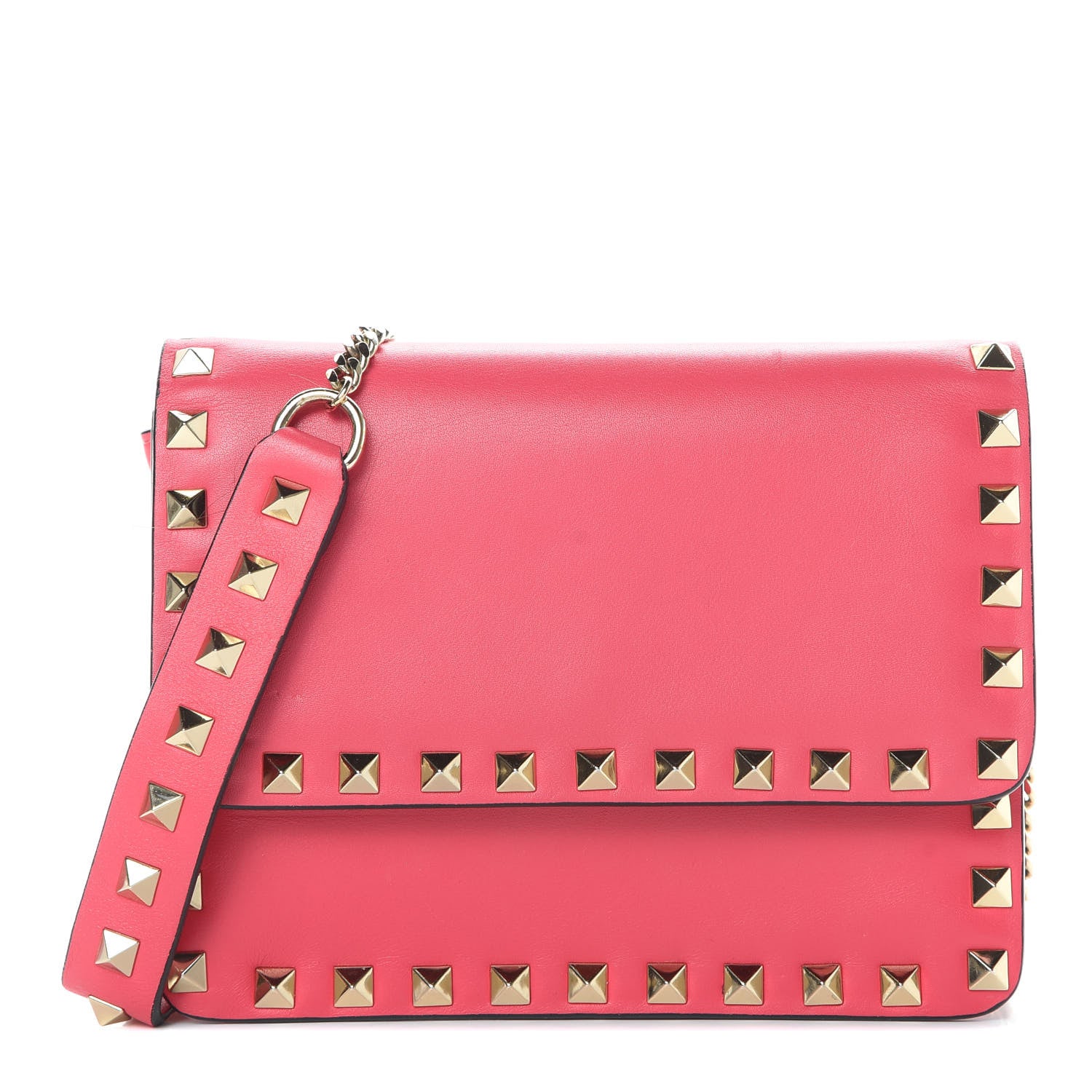 Valentino Garavani Vitello Rockstud Chain Flap Crossbody Bag Deep Rose 1 of 17