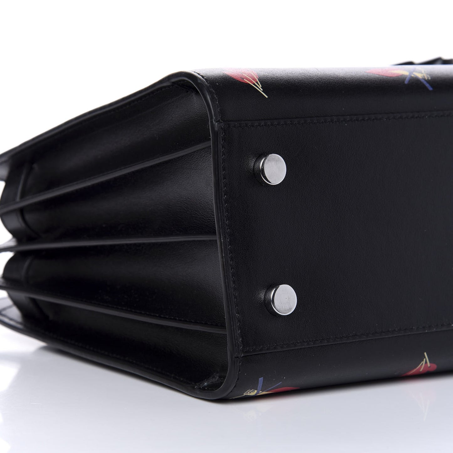 Calfskin Heart Bolts Baby Sac De Jour Black